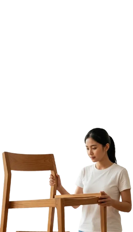 Custom Furniture Cewek Pegang Kursi